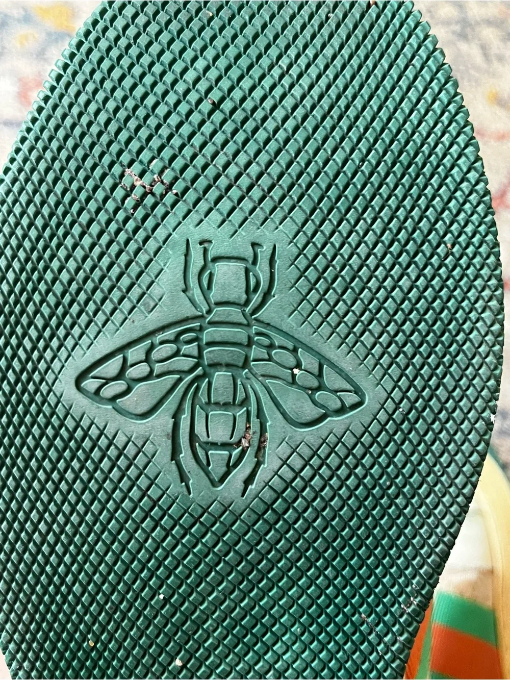 Gucci Cream and Green Leather Logo Sneakers Size 41 Sneakers GG Monogram